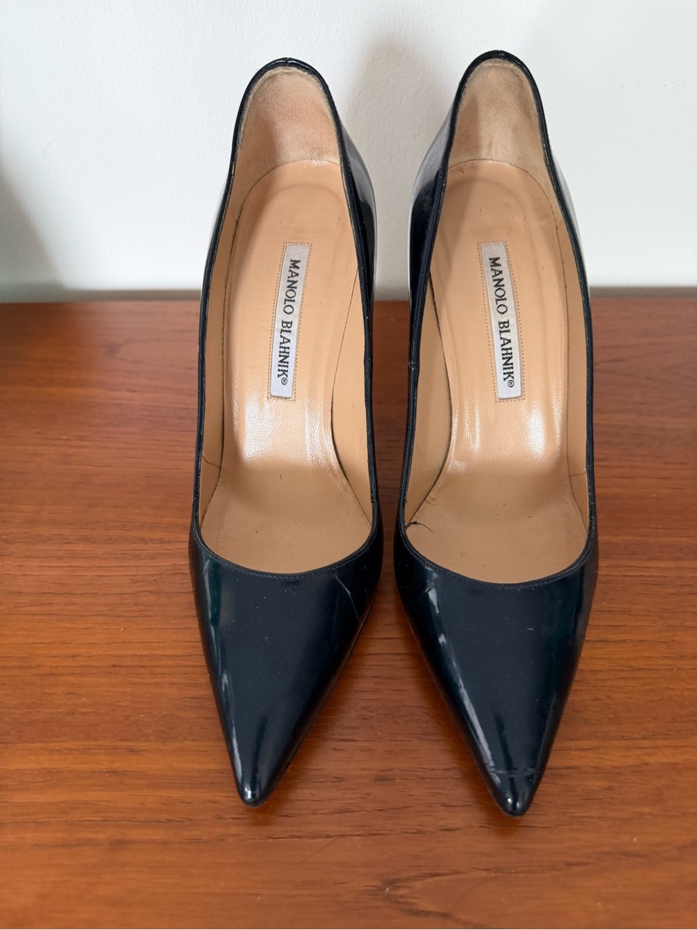 Manolo Blahnik Black Patent Pointed Toe Pumps
